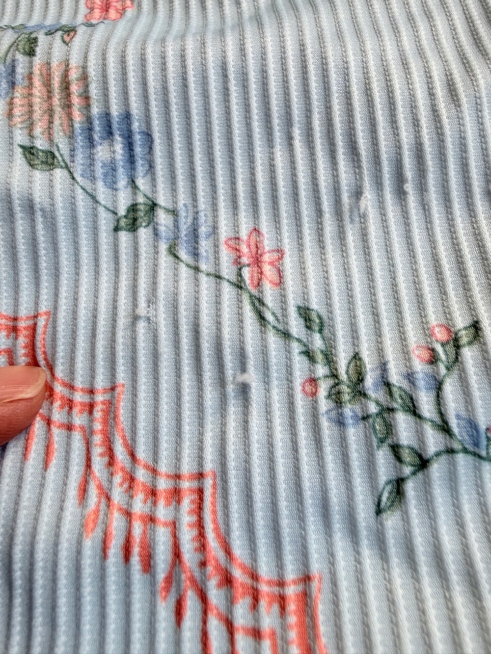 abercrombie kids light blue floral ribbed swimsuit - Picture 2 of 7